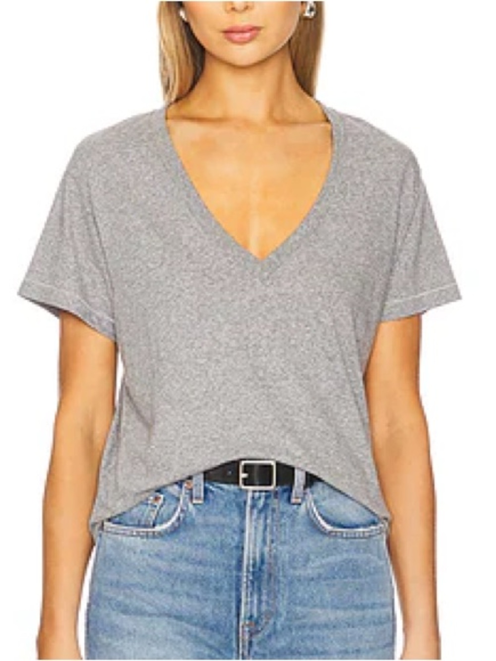 James Perse Heather Gray V-Neck Short Sleeve Tee